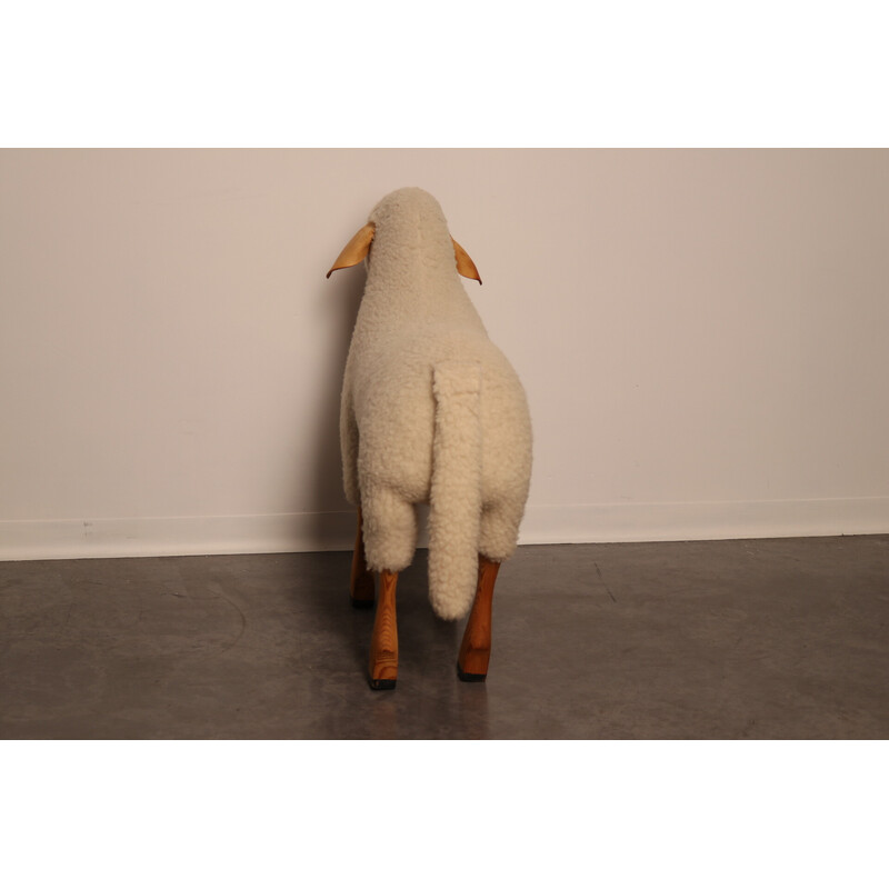 Vintage footrest Life-size handcrafted sheep by Hans-Peter Krafft for Meier, Germany 1970s