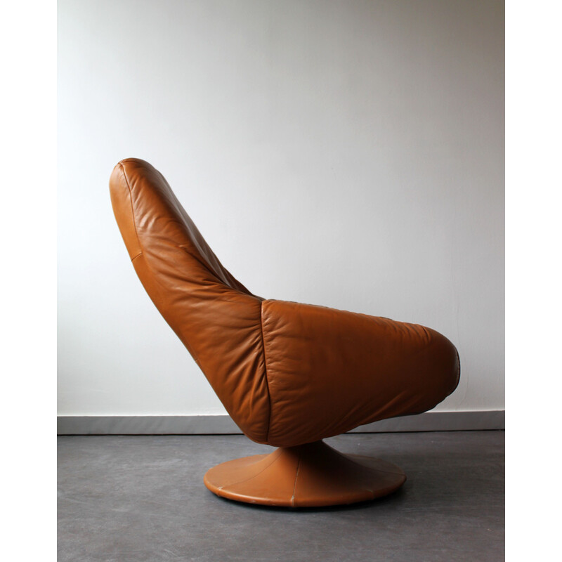 Vintage leather swivel chair by Geoffrey Harcourt, 1970s