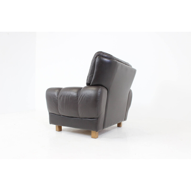 Vyber mid-century brown leather armchair - 1970s