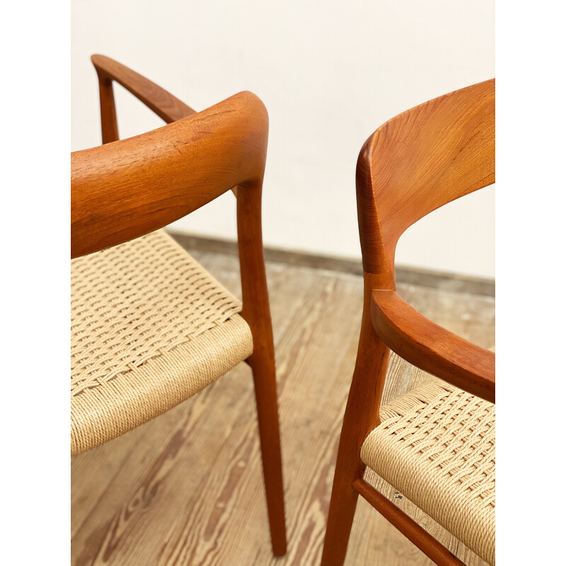 Danish mid-century pair of teak chairs model 56 by Niels O Moller for Jl Mollers Mobelfabrik, 1950s
