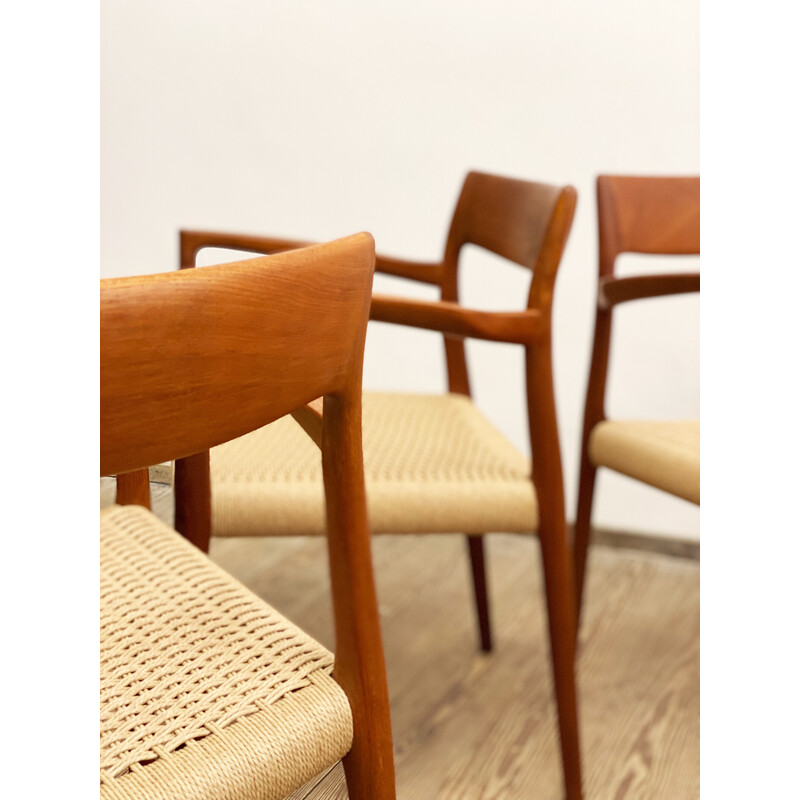 Set of 4 Danish mid-century model 57 chairs by Niels O. Moller for Jl Mollers Mobelfabrik, 1950