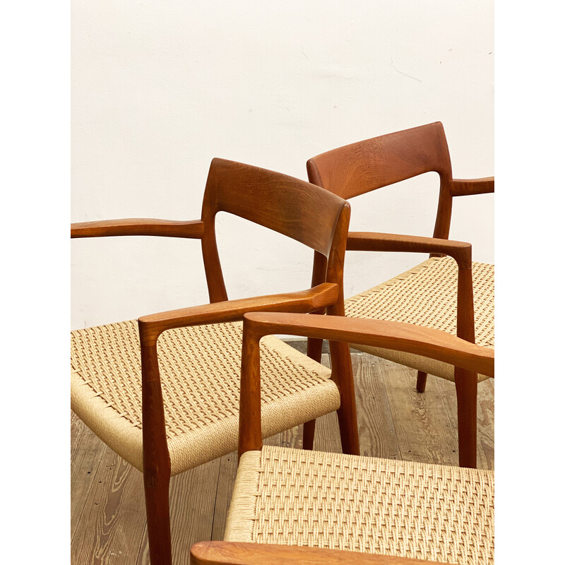 Set of 4 Danish mid-century model 57 chairs by Niels O. Moller for Jl Mollers Mobelfabrik, 1950