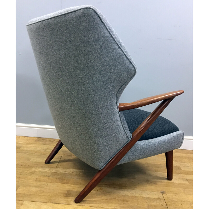 Slagelse Mobelvaerk grey lounge chair, Kurt OLSEN - 1950s