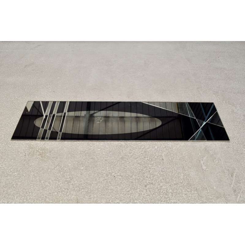 Marly Frères black glass rectangular mirror, Jacques HITIER - 1950s