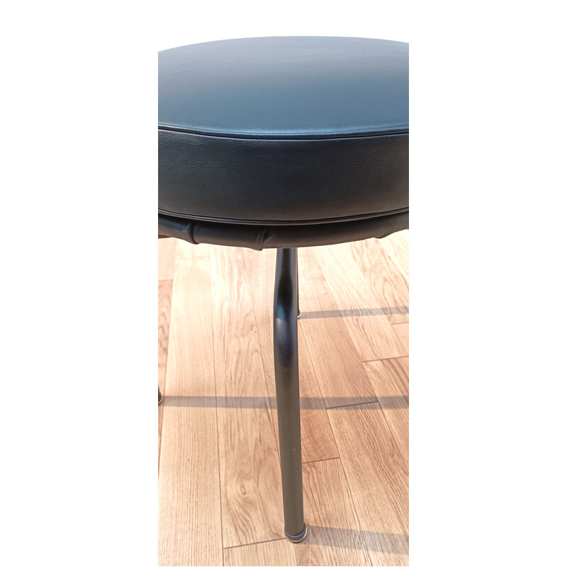 Vintage Lc8 stool in leather and metal by Charlotte Perriaud for Cassina