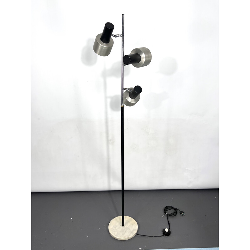 Mid-century marble and metal three arms floor lamp, Italy 1960s