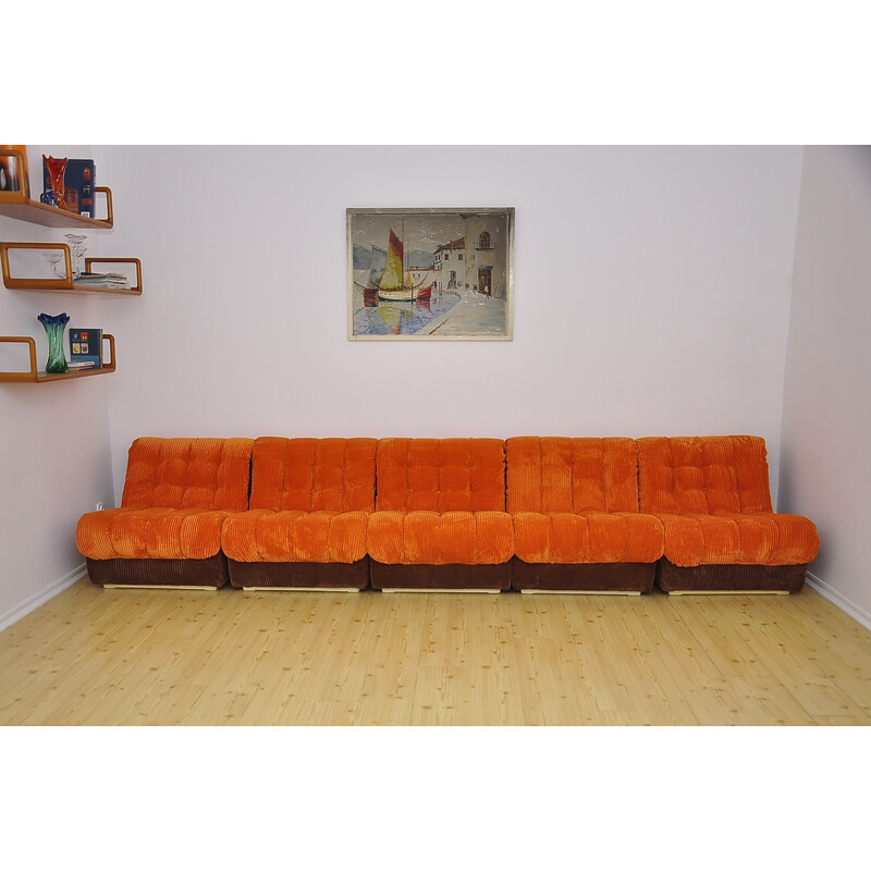 Vintage 2-color corduroy modular sofa, 1970s