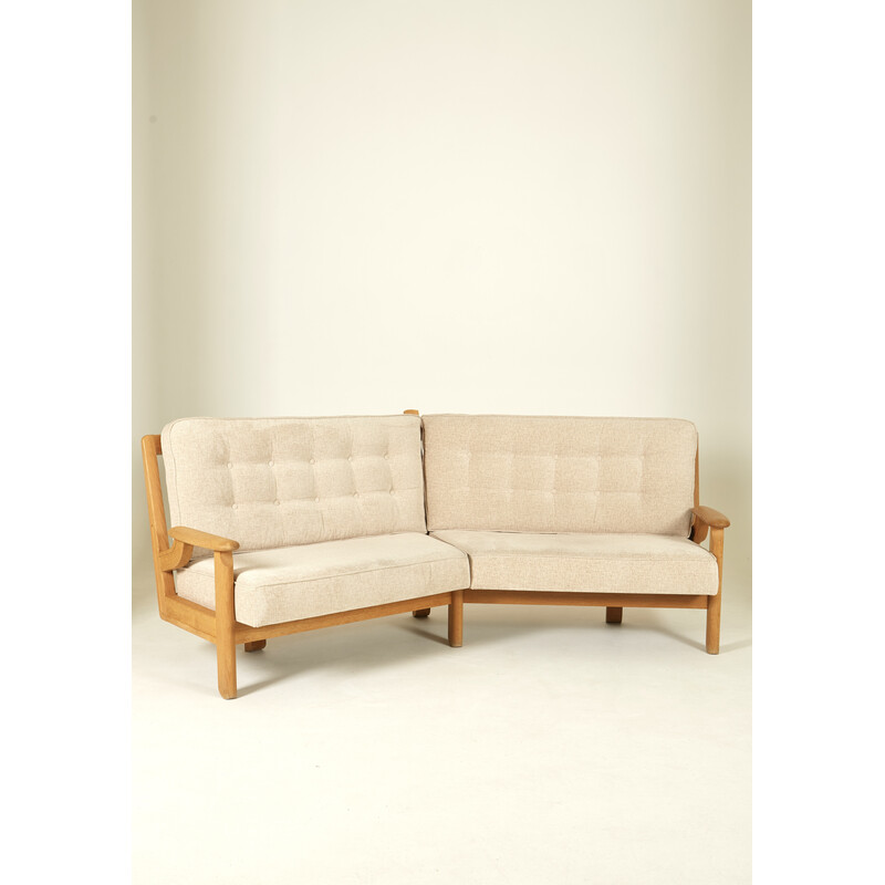 Vintage oakwood sofa by Guillerme et Chambron, France 1960s