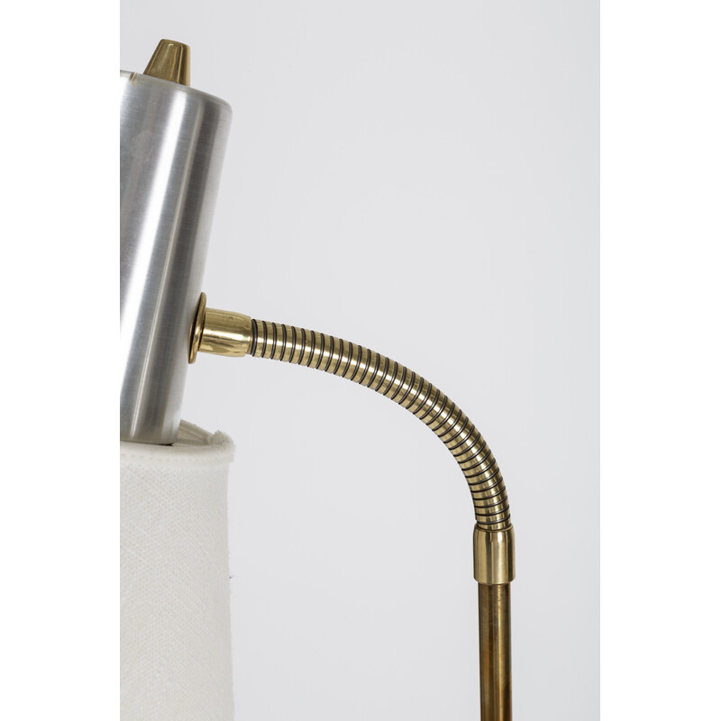 Vintage double floor lamp in brass and metal by Falkenbergs Belysning, 1960