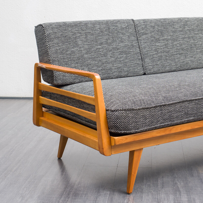 Vintage sofa in cherrywood with upholstery fabric by Knoll Antimott, 1960s