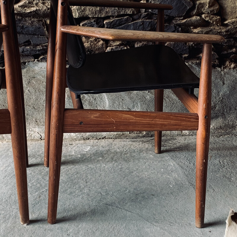 Pair of vintage armchairs fd-184 by Arne Vodder, 1960