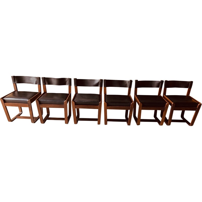 Set of 6 black vintage chairs by Gunther Hoffstead for Uniflex, 1960