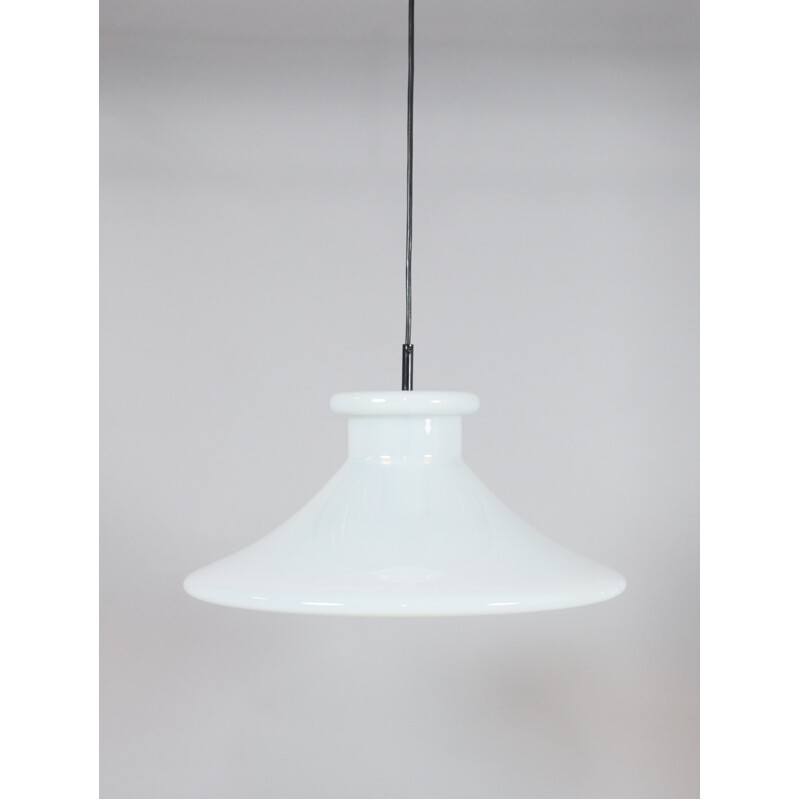 White hanging lamp in glass produced by Orrefors - 1970s