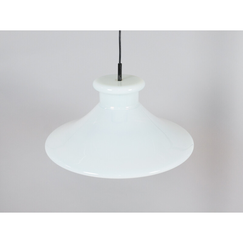 White hanging lamp in glass produced by Orrefors - 1970s