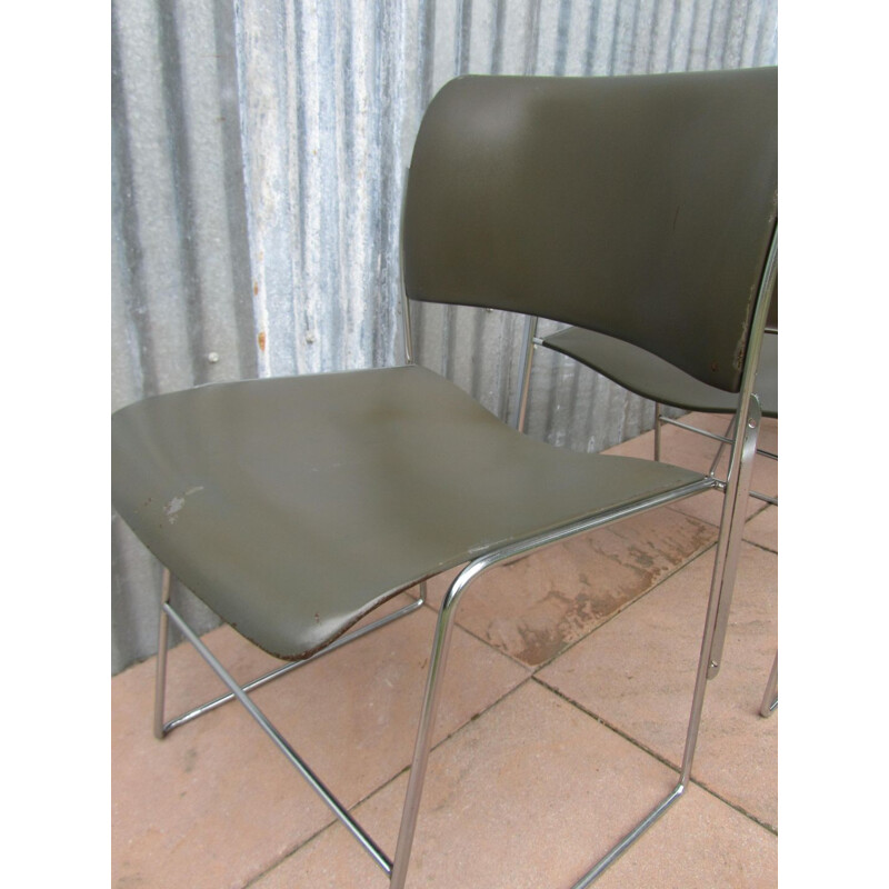 Set of 4 vintage stackable chairs by David Rowland model 404 - 1960s