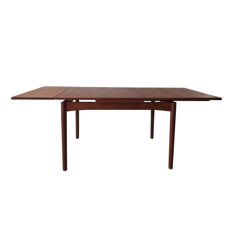 Scandinavian drawleaf extendable dining table in Teak - 1960s