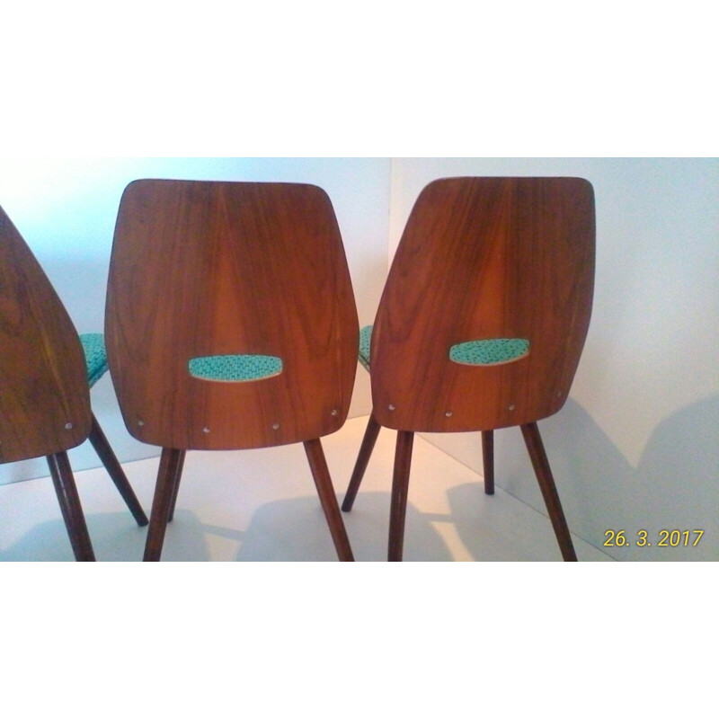A set of 4 dining chairs in beech wood - 1960s