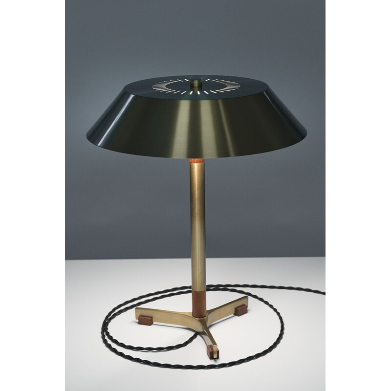 Danish table lamp in teak and brass model President by Jo Hammerborg for Fog & Mørup - 1960s