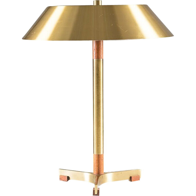 Danish table lamp in teak and brass model President by Jo Hammerborg for Fog & Mørup - 1960s