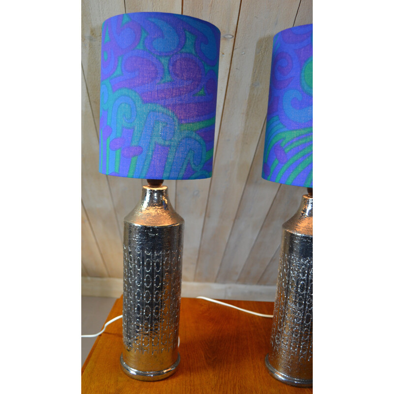 Set of 2 glazed ceramic table lamps by Bitossi for Bergbom - 1960s