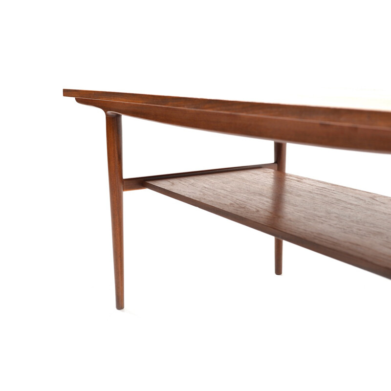 Danish teak table with double tray - 1960s