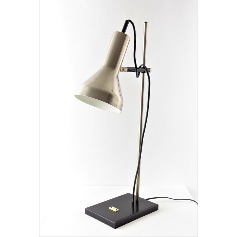 Nickel-plated and black metal lamp - 1960