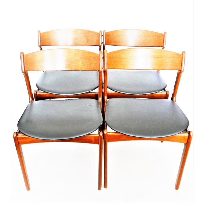 Set of 4  teak chairs by Erik BUCH - 1950s
