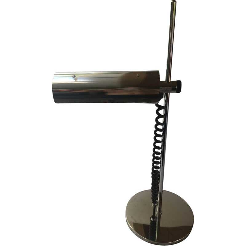 Chromed desk lamp with flange on stem - 1980s