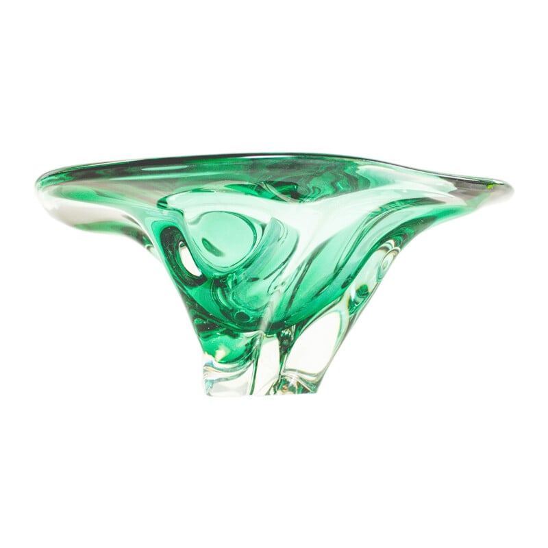 Green emerald and Murano glass fruit bowl - 1970s