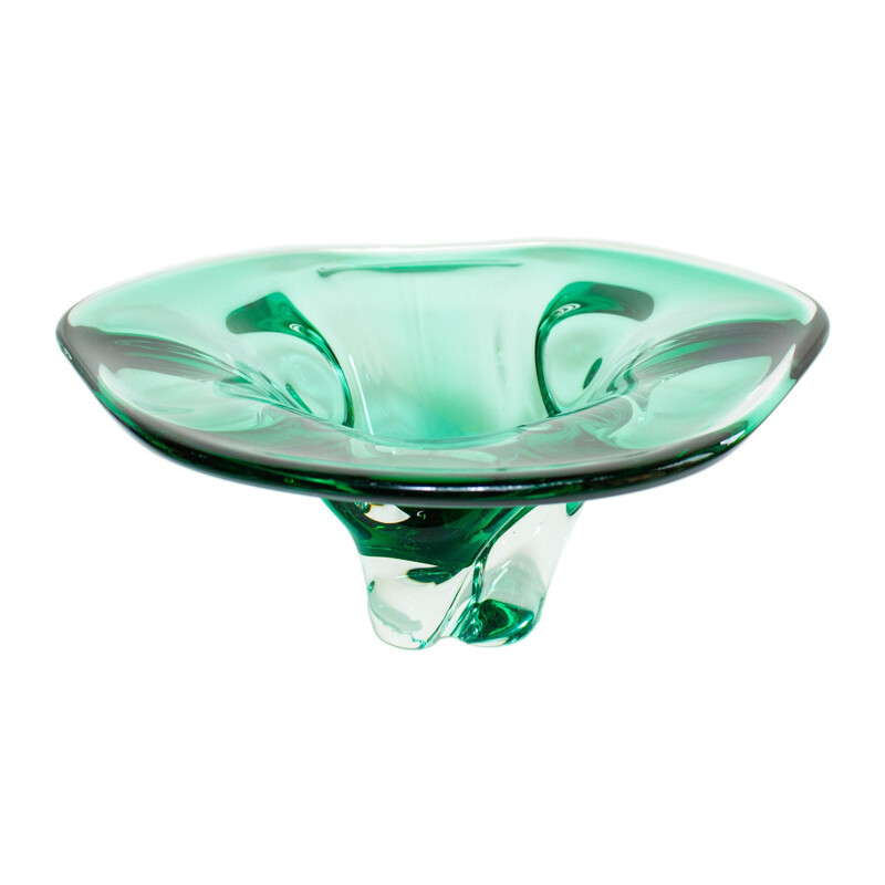 Green emerald and Murano glass fruit bowl - 1970s