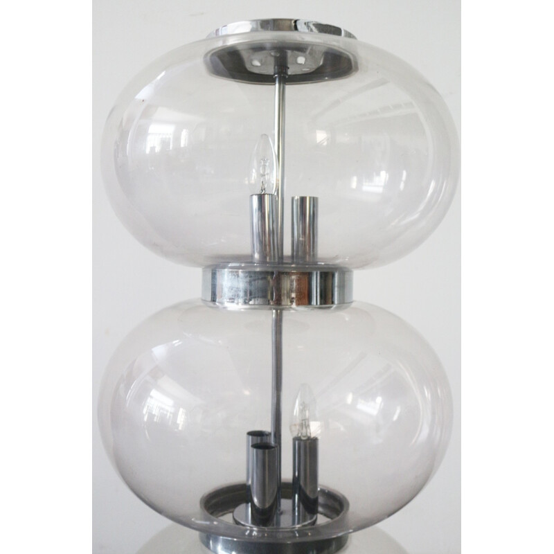 Glass and metal vintage lamp - 1970s