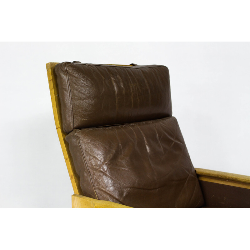 Capella High Back Leather Lounge Chair by Illum Wikkelsø - 1960s