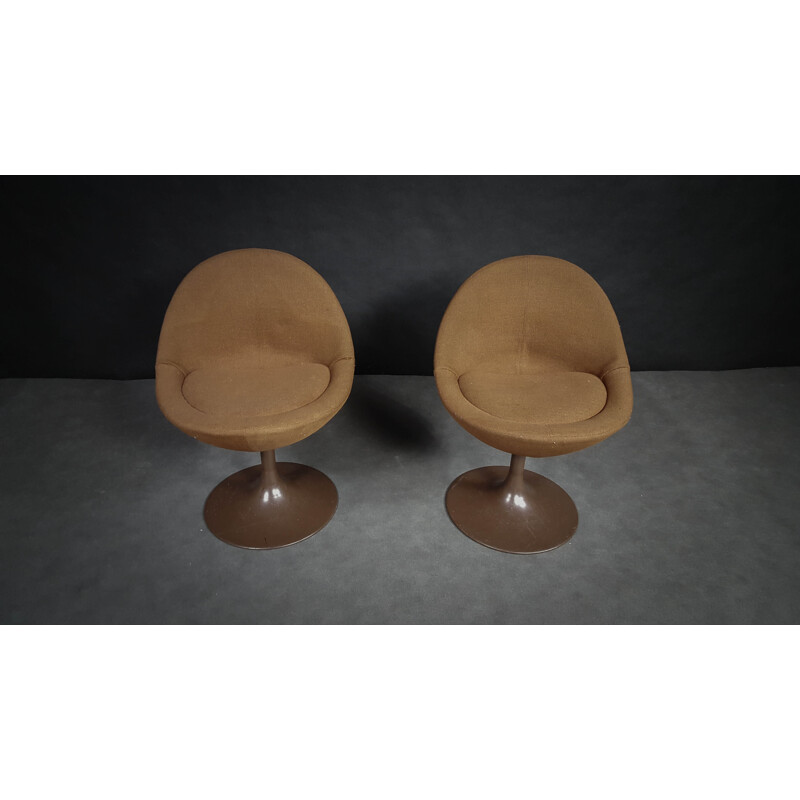 Pair of brown scandinavian armchairs by B. Johanson - 1960s