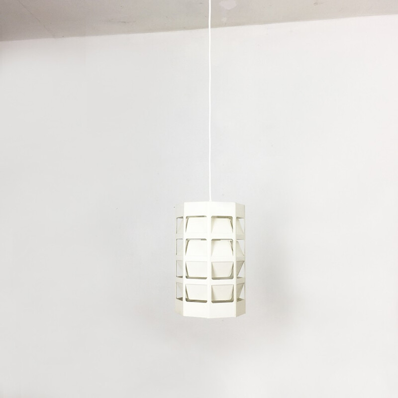 Scandinavian hanging lamp in white metal by LOUIS POULSEN - 1960s