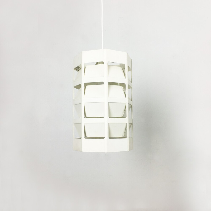 Scandinavian hanging lamp in white metal by LOUIS POULSEN - 1960s