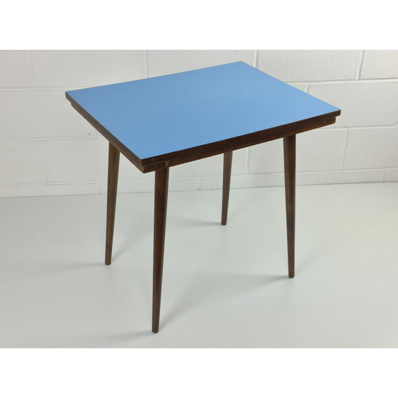 Beechwood blue side table - 1960s