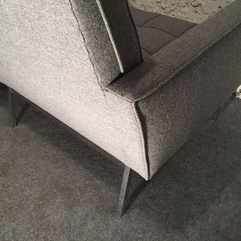 Pair of grey model 65A armchairs by Florence Knoll - 1960s
