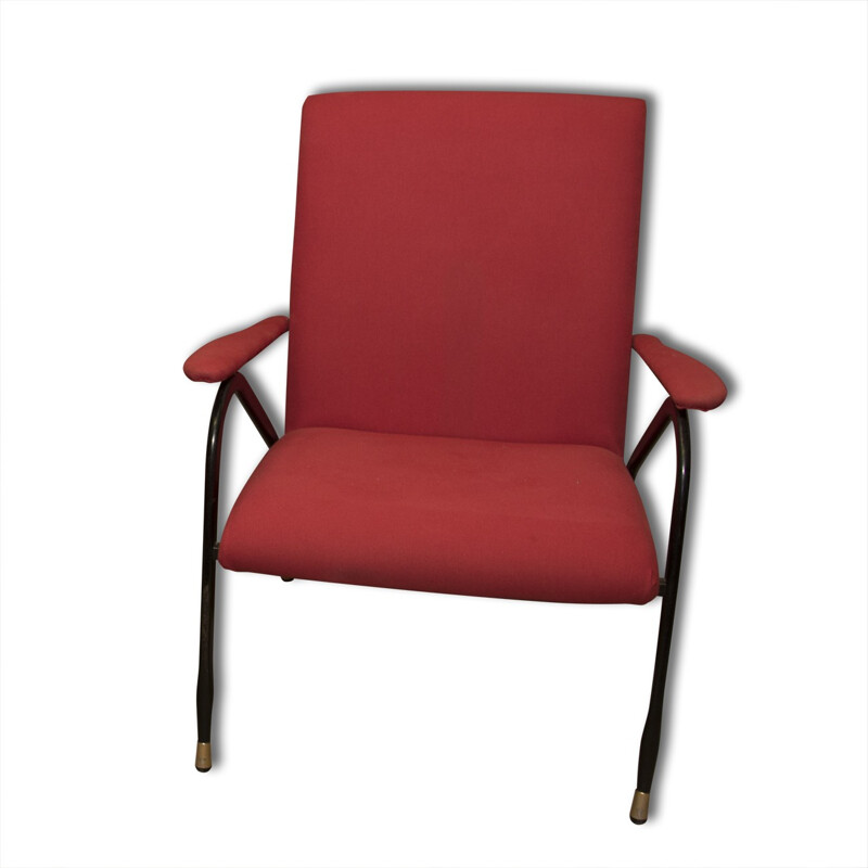 Pair of red Italian mid-century armchairs - 1960s