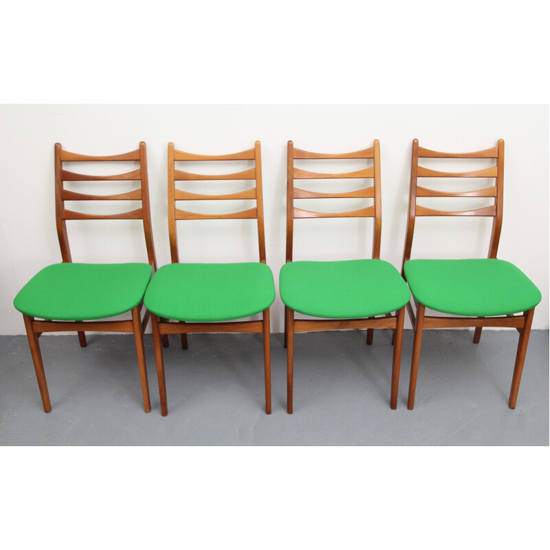 Set of 4 green dining chairs - 1950s