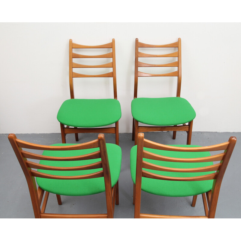 Set of 4 green dining chairs - 1950s