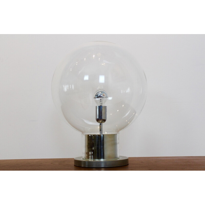 Iconic Raak Amsterdam XL Globe chrome and glass table lamp - 1960s