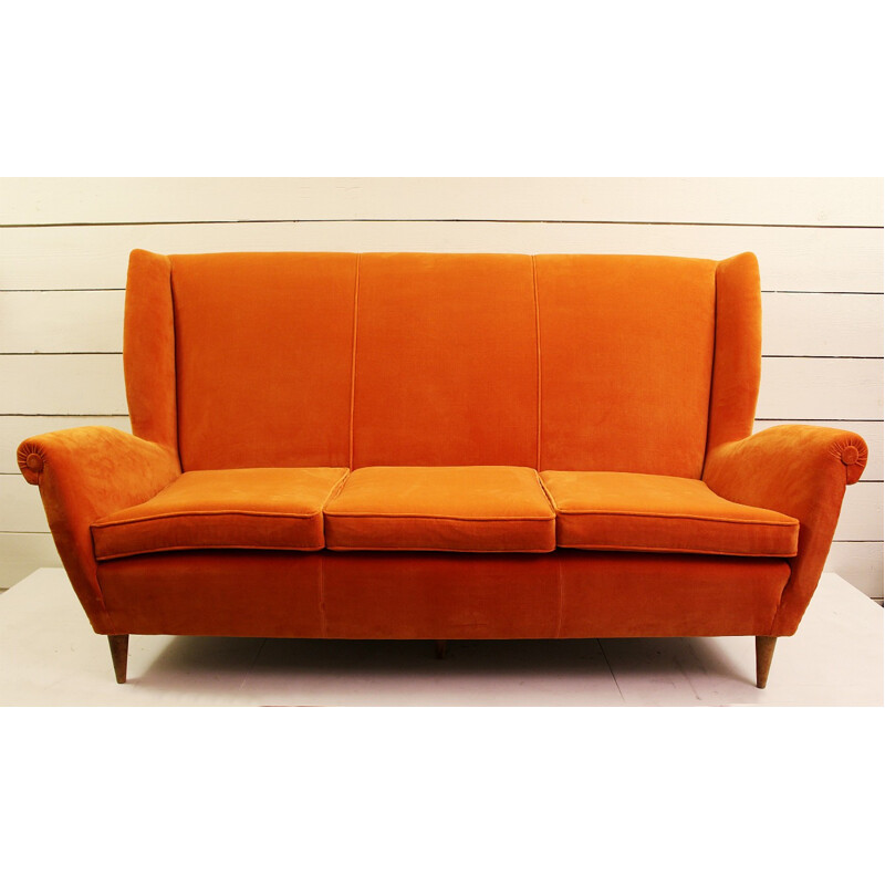 Mid century Italien orange 3 seaters sofa - 1960s
