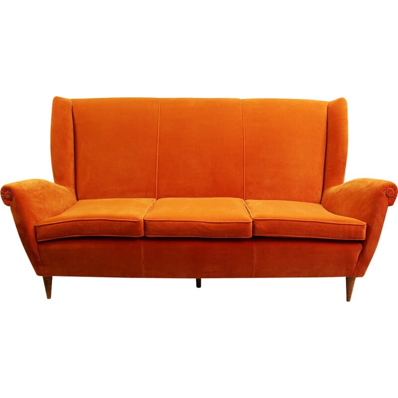 Mid century Italien orange 3 seaters sofa - 1960s