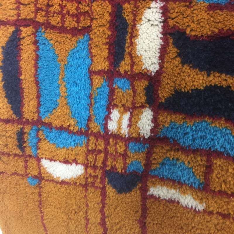 Mid-century wool modernist German wall rug - 1970s