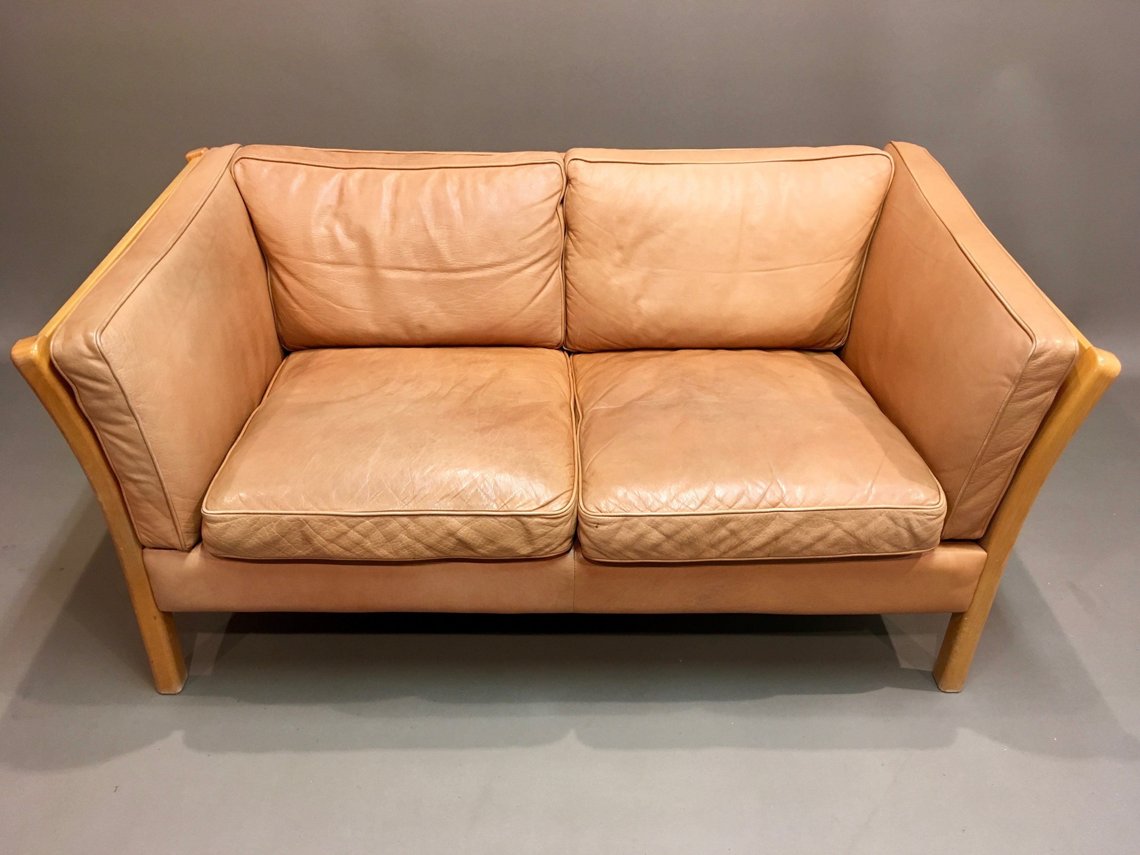 2 seater vintage leather sofa