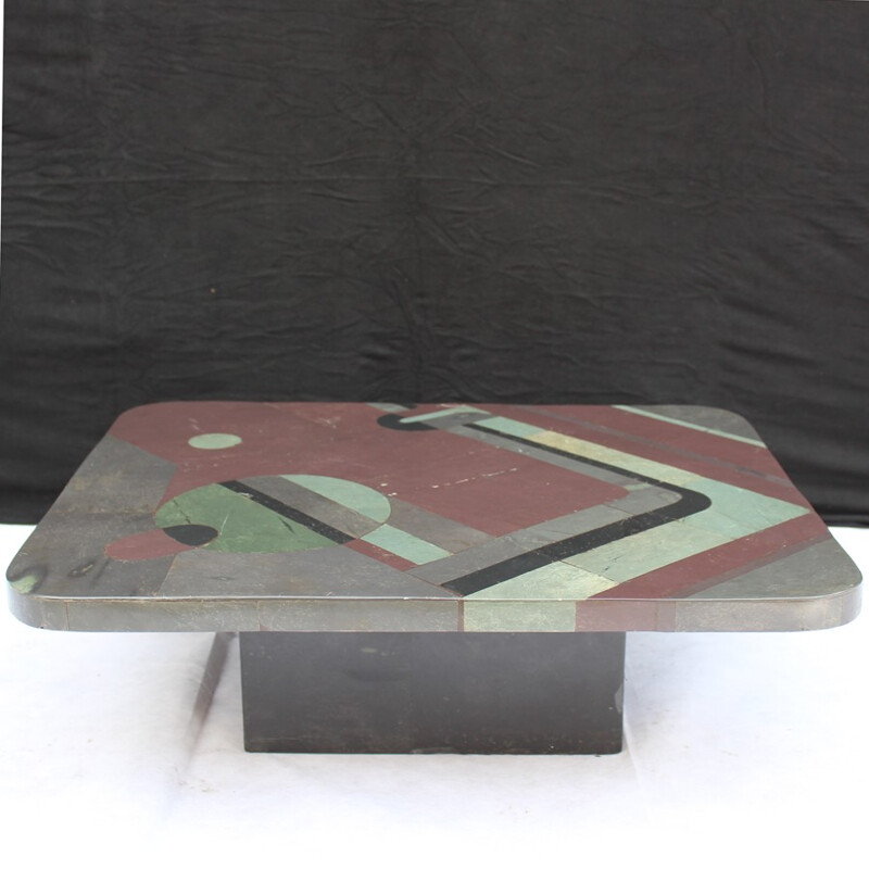 Multi-colored coffee table by Pierre Elie Gardette - 1980s