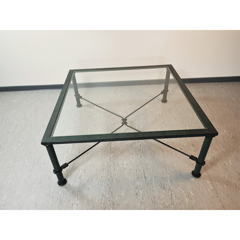 Italian vintage coffee table in glass and iron - 1970s