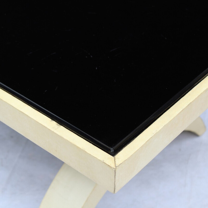 Coffee table in black opaline and parchment - 1940s