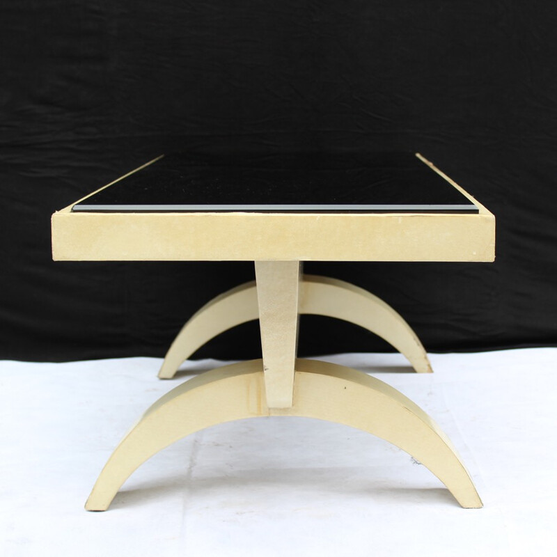 Coffee table in black opaline and parchment - 1940s