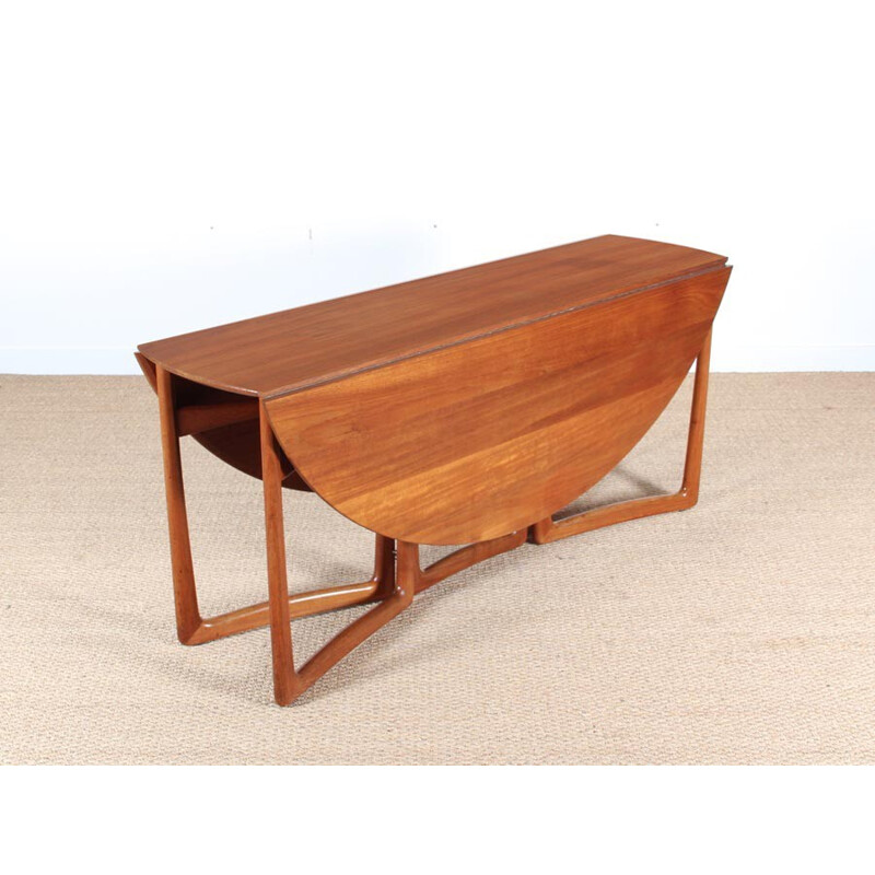 Scandinavian dining table with solid teak flap for 6-8 people by Peter Hvidt and Orla Mølgaard Nielsen - 1960s